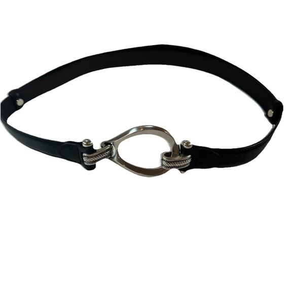 Aimee Lynn Belt Women 1X/2X Black Leather Croc Print & Silver Hook Hardware - Picture 1 of 8